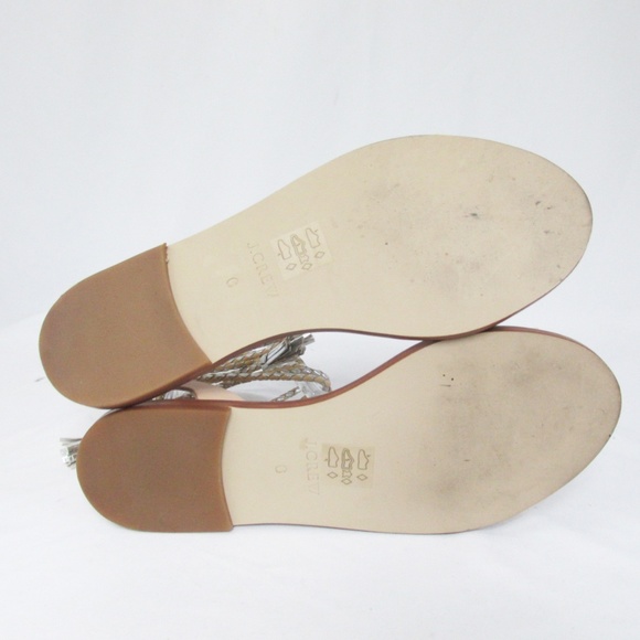 J. Crew | Raffia Beige Silver Wrap Flat Sandal - Picture 6 of 7